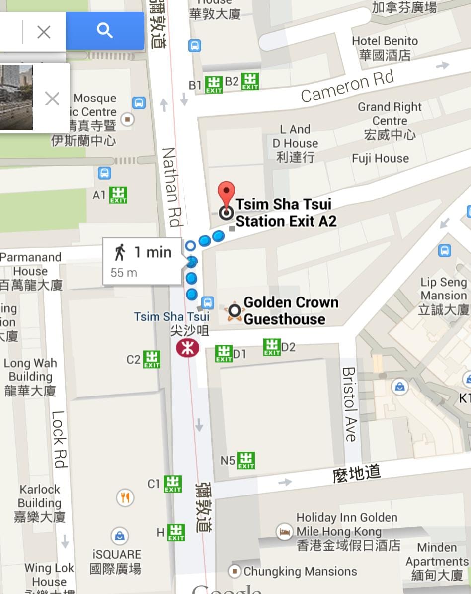 Станция tsim Sha Tsui картата