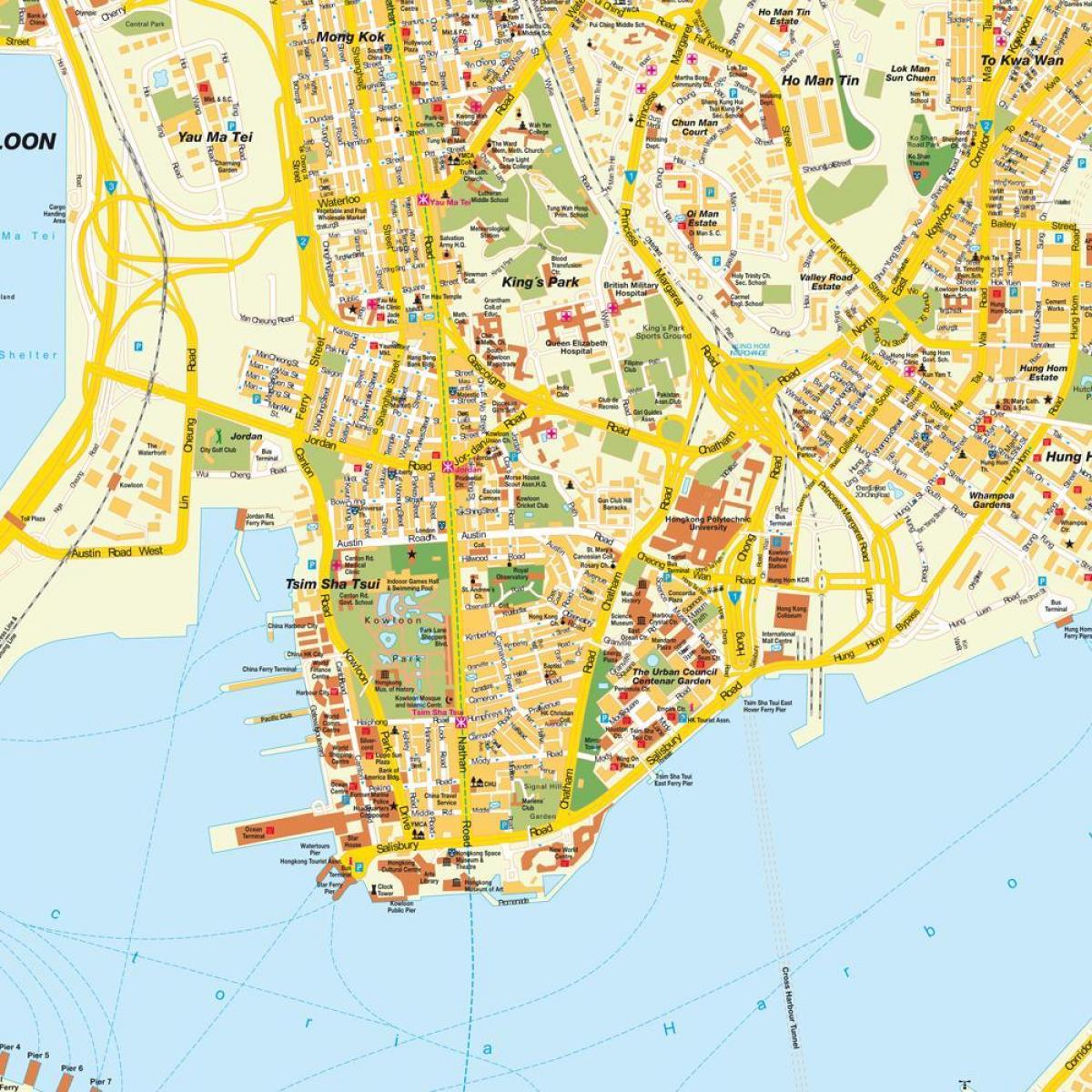 карта на Коулун и Хонг конг