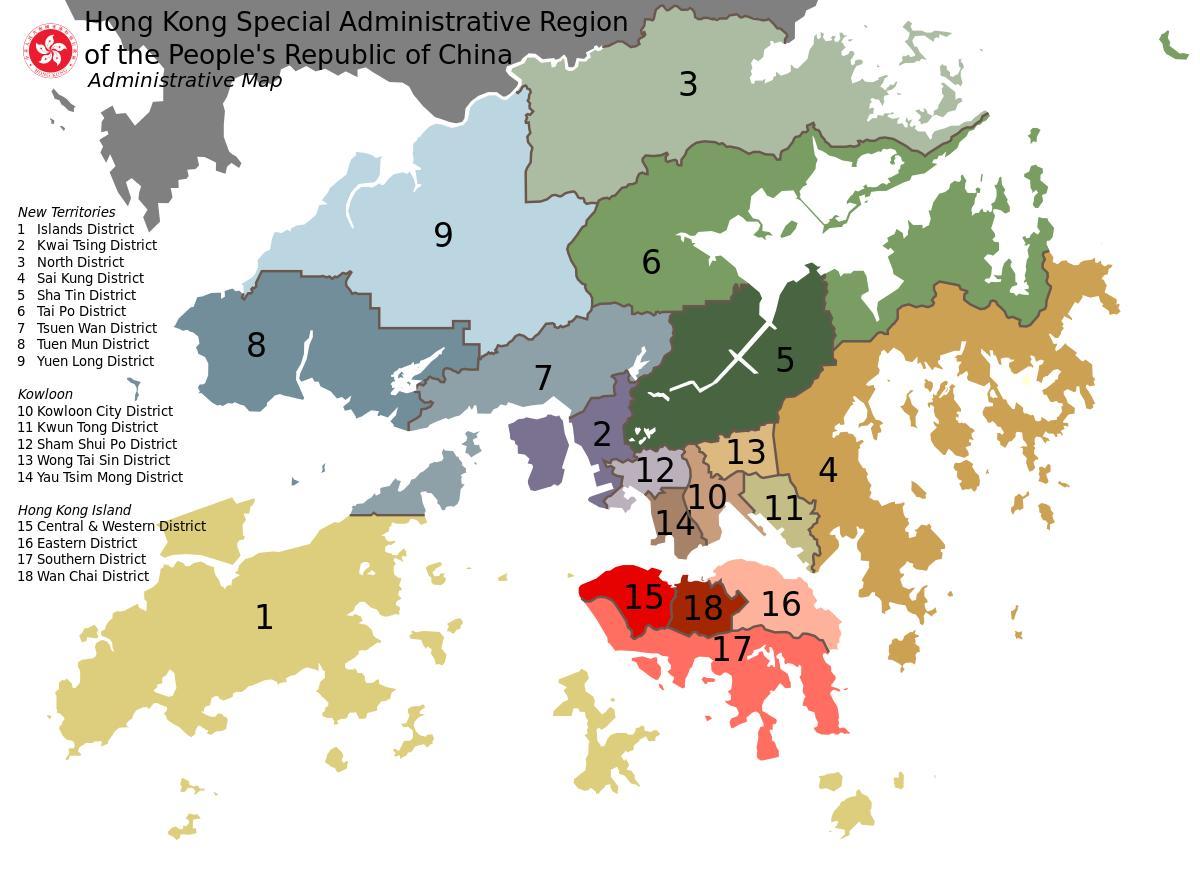 карта на Хонг конг квартали