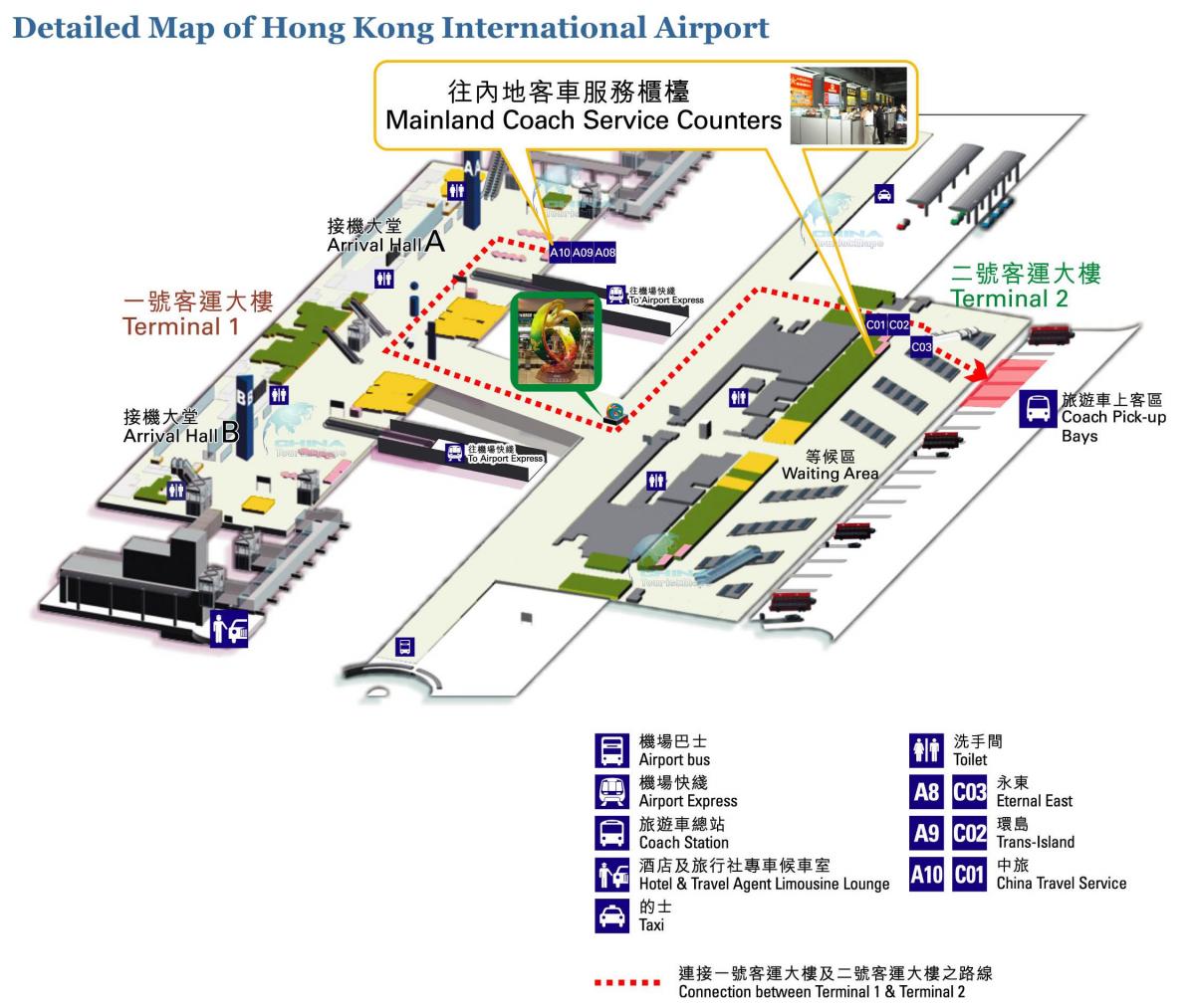 Летище Хонг конг на картата