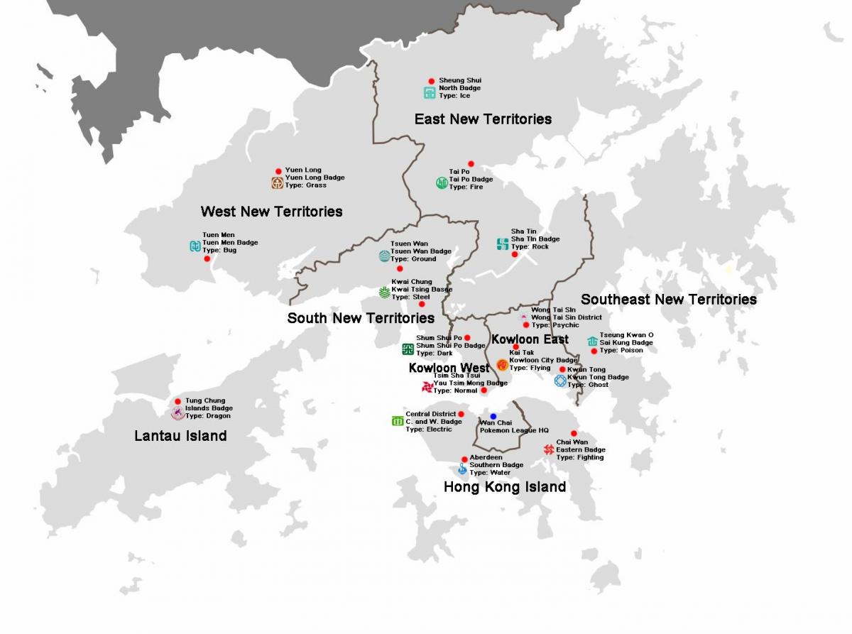 карта на Хонг конг райони