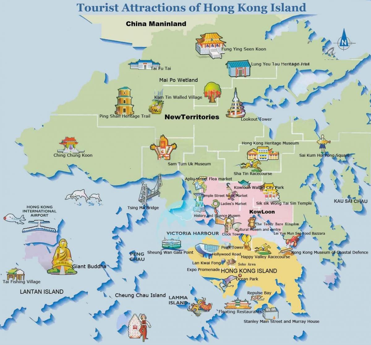 туристическа карта на Хонг конг