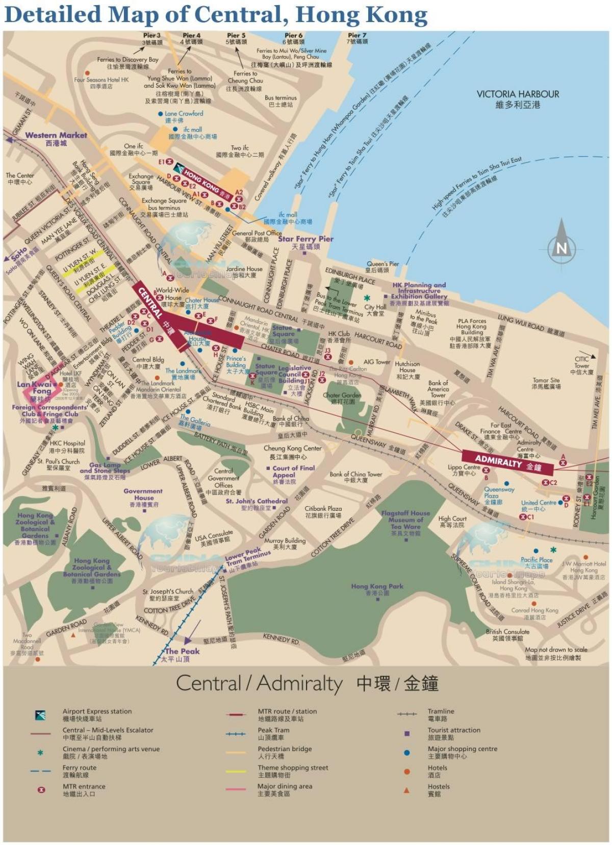 Центъра на Хонг конг картата