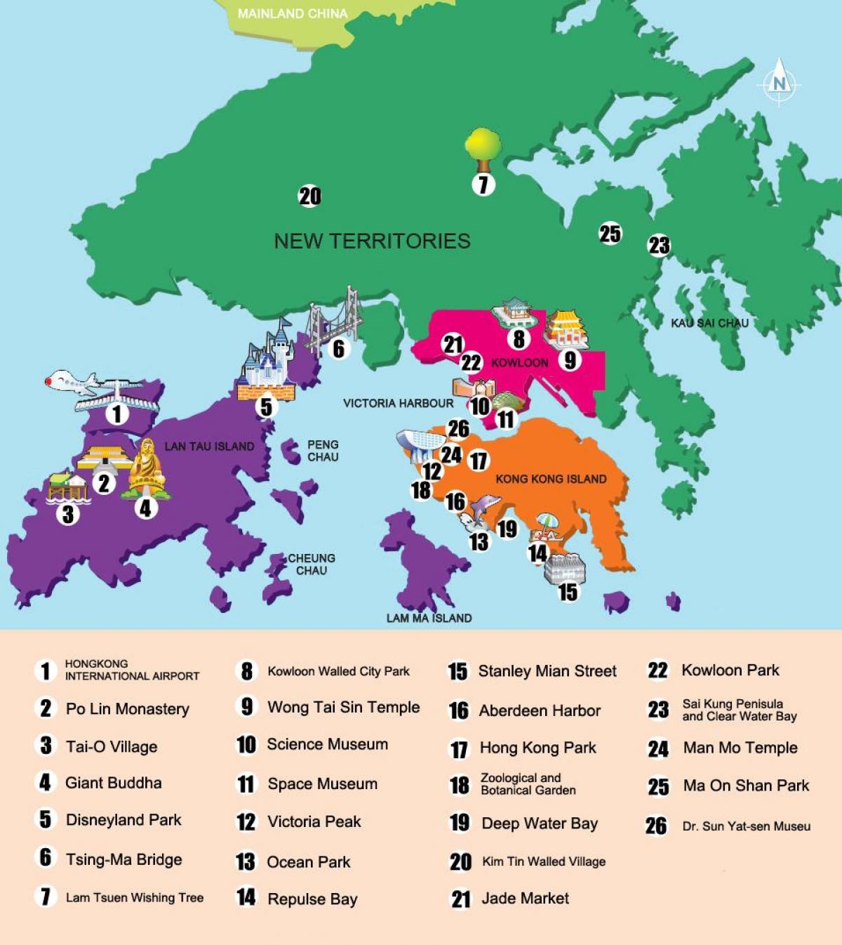карта нови територии Хонг конг